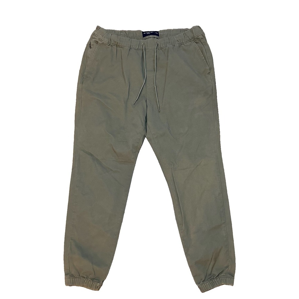 Abercrombie & Fitch Men's XL Army Green Pull On Chino Stretch Tapered Pants